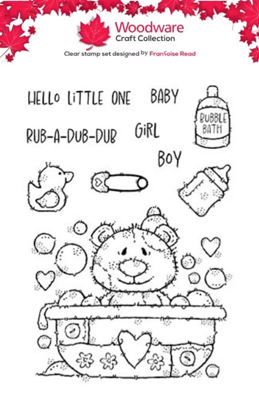 Woodware Bathtime A6 Clear Stamp Set by Françoise Read