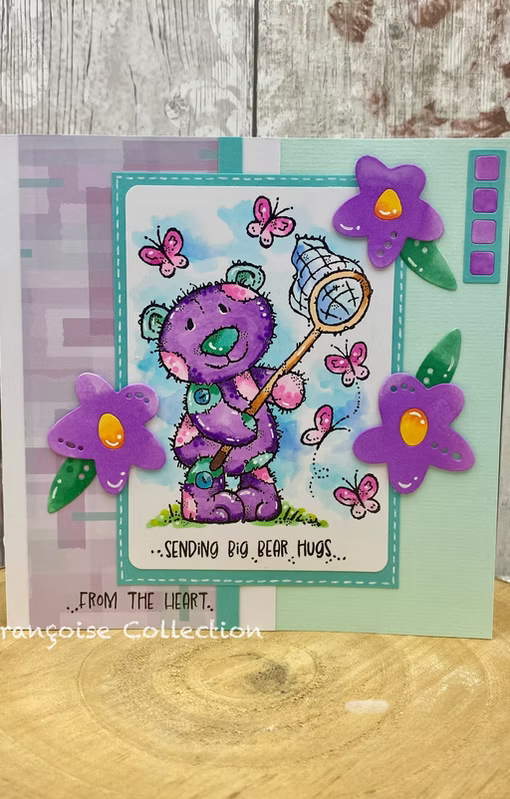Woodware Butterfly Bear A6 Clear Stamp Set by Françoise Read