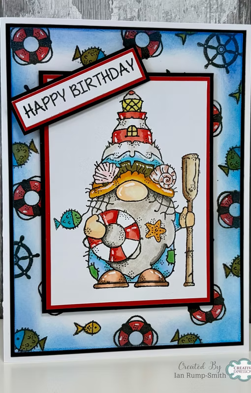 Woodware Lighthouse Gnome A6 Clear Stamp Set by Françoise Read