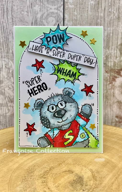 Woodware Super Bertie A6 Clear Stamp Set by Françoise Read
