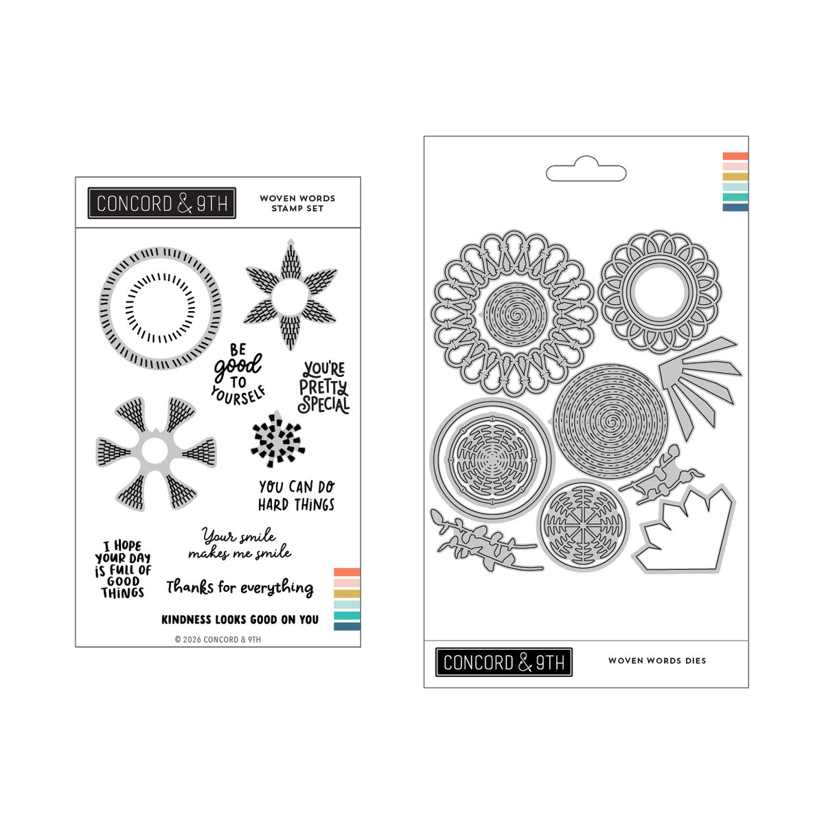 Concord & 9th Woven Words Stamp Set (4 x 6)& Die Bundle