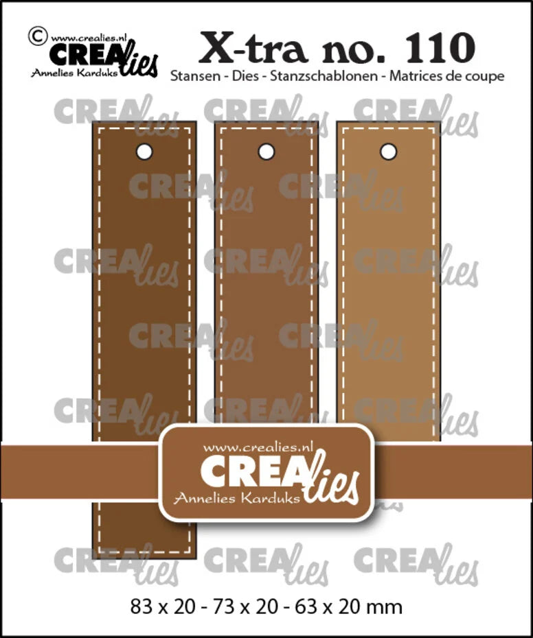 Crealies X-tra Dies No. 110 Straight Tags with Stitchline (CLX-tra110)