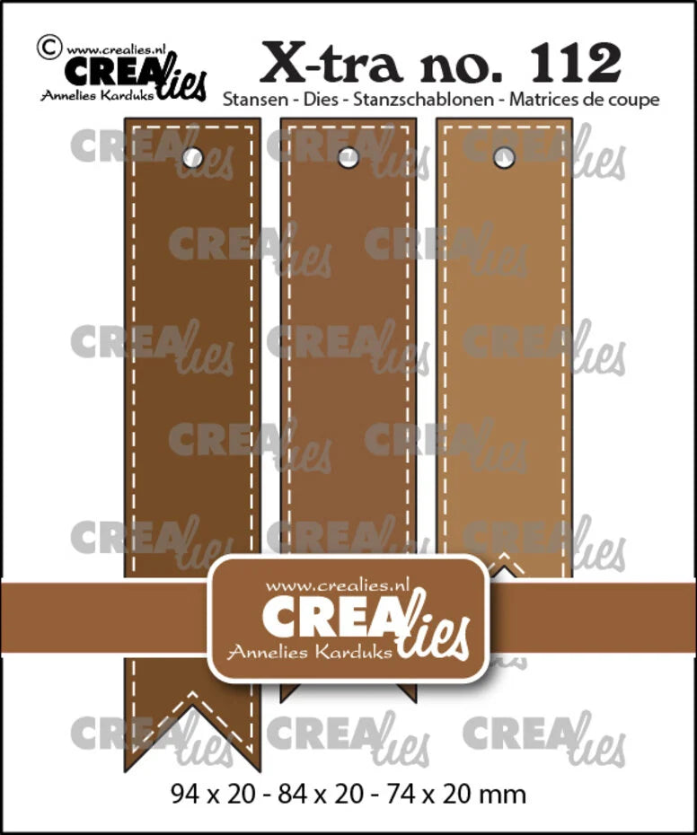 Crealies X-tra Dies No. 112 Fishtail Tags with Stitchline (CLX-tra112)