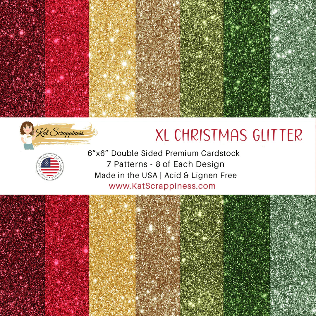 Kat Scrappiness XL Christmas Faux Glitter 6x6 Paper Pad