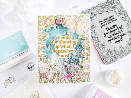 Pinkfresh Studio Happy Blooms Frame layering stencil RETIRED