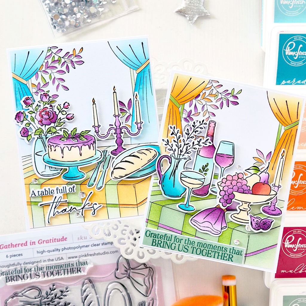 Pinkfresh Studio Gathered in Gratitude Stamp , Die & Stencil Bundle