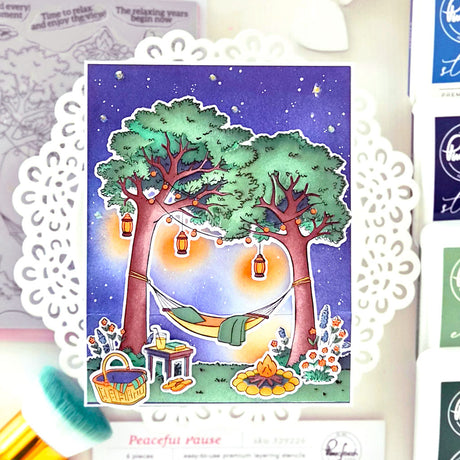 Pinkfresh Studio Peaceful Pause Cling Stamp/ Die/ Stencil Bundle