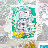 Pinkfresh Studio Steeped in Comfort stencil stamp and die