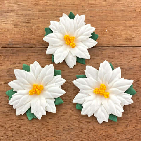 ATK 25 Mulberry Paper Poinsettias White 50mm