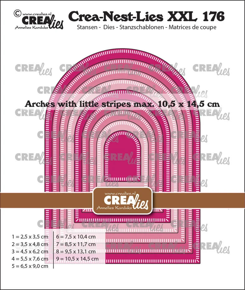 Crealies Crea-Nest-Lies XXL Dies No. 176 Arches w/ Little Stripes (CLNestXXL176)