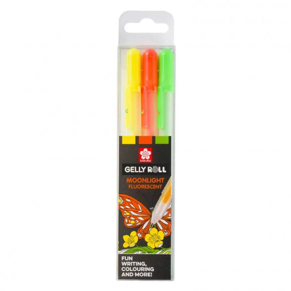 Sakura Gelly Roll Gel Pen Moonlight Fluorescent Happy 3pcs (POXPGBMOO3B)