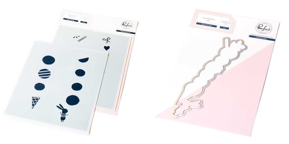 Pinkfresh Studio Sweet Scoops stencil/ Die Bundle