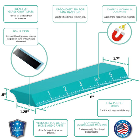 Glassboard Studio MegaMag Ruler Bundle - 6 and 12 inch