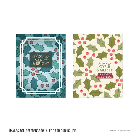 Concord & 9th KW Merry Berries and Leaves Stamps (6 x 8), Die & stencil Bundle