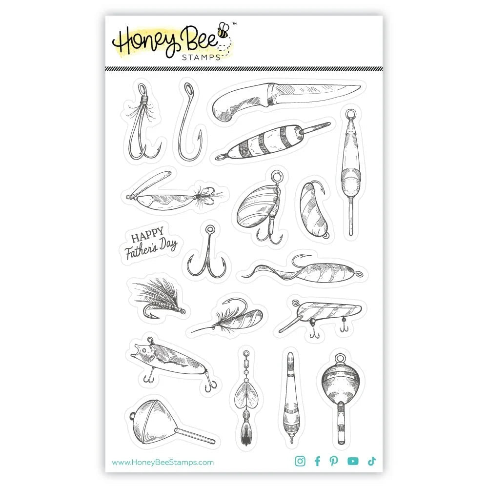 Honey Bee Stamps On The Line - 4x6 Rubber Cling Stamp Set & Die Bundle
