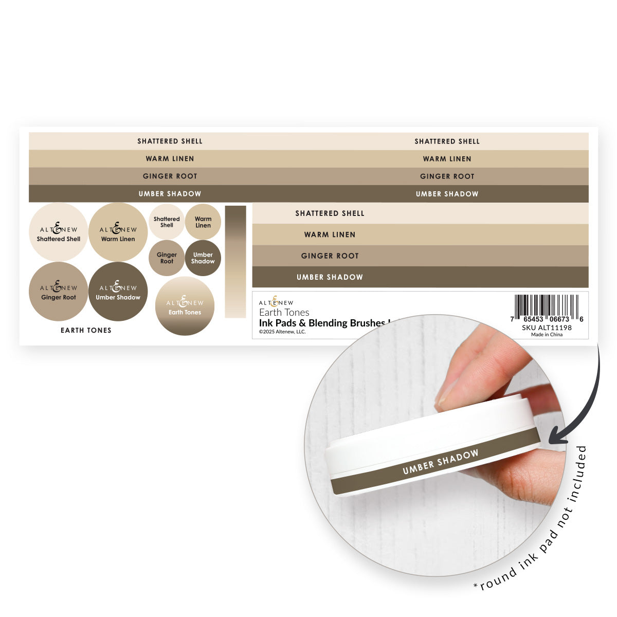 Altenew Ink Pads & Blending Brushes Label Set – Earth Tones