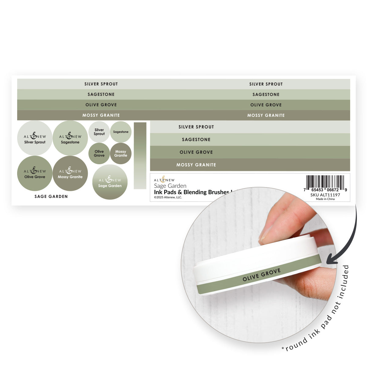 Altenew Ink Pads & Blending Brushes Label Set – Sage Garden