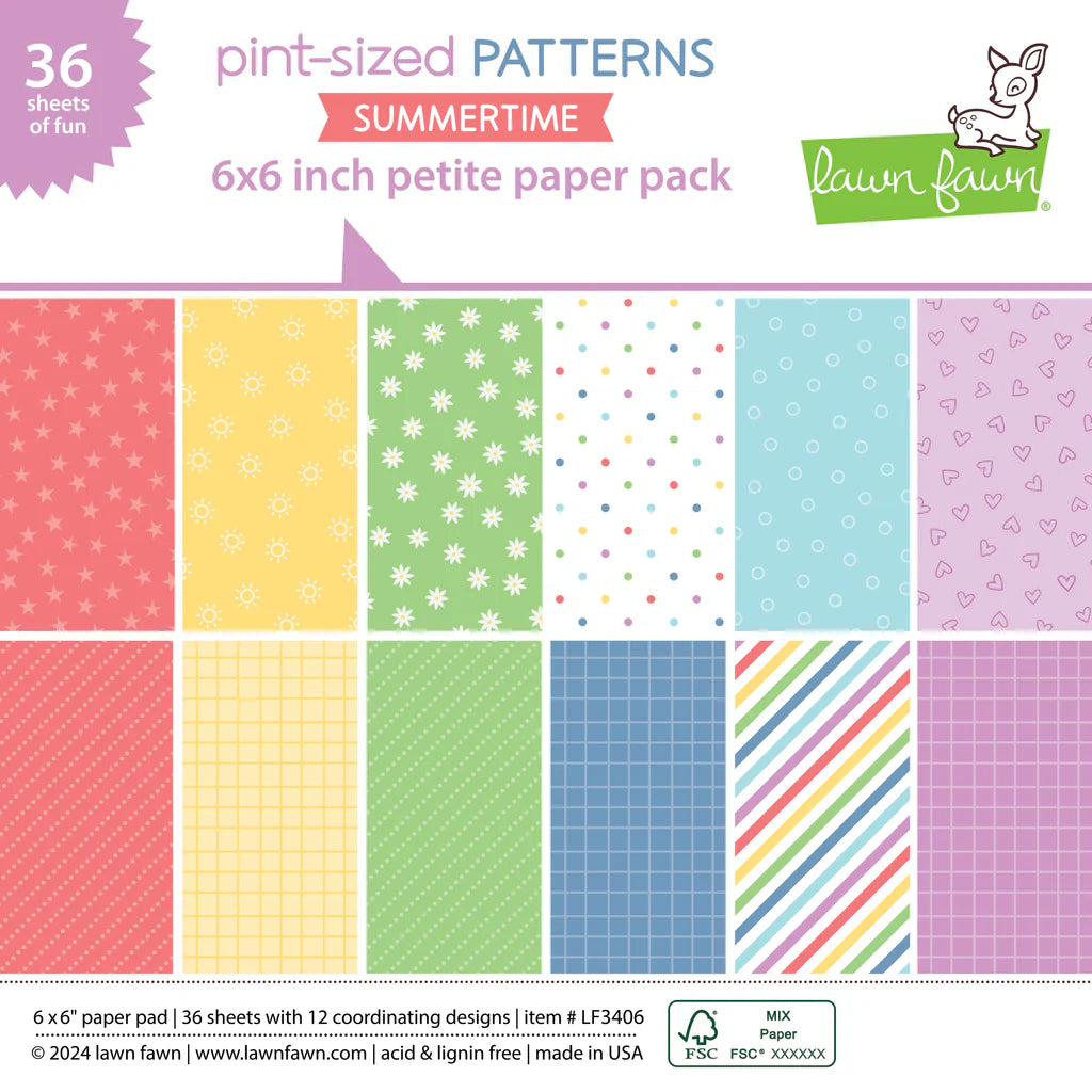 Lawn Fawn pint-sized patterns summertime petite paper pack - pint-sized patterns summertime petite paper pack 3406