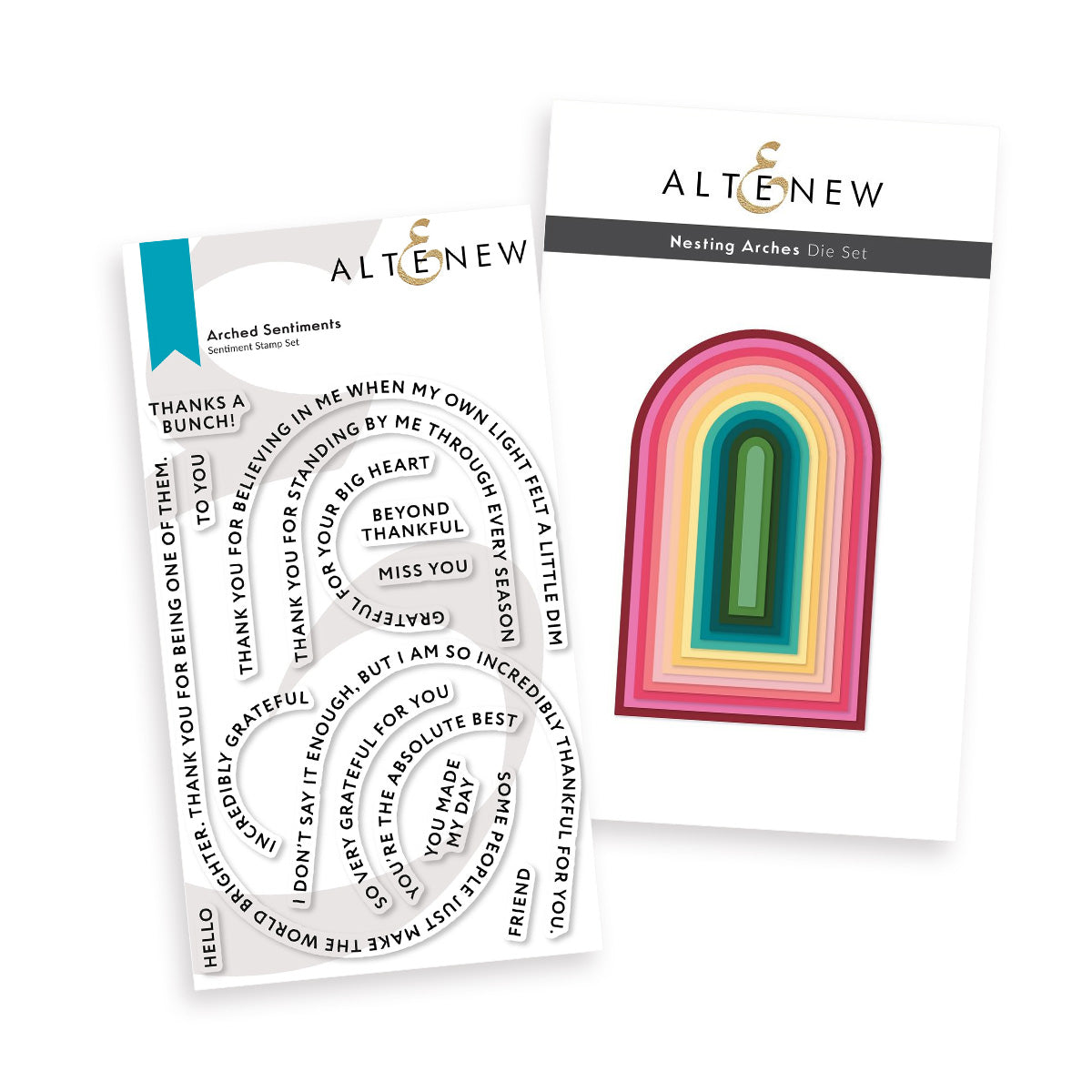Altenew Arched Sentiments Stamp & Die Bundle