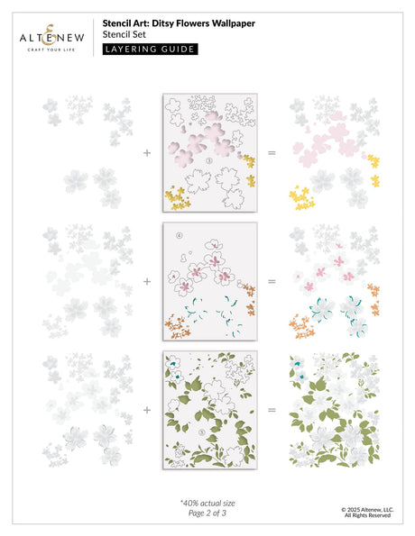 Altenew Stencil Art: Ditsy Flowers Wallpaper Layering Stencil Set (7 in 1)