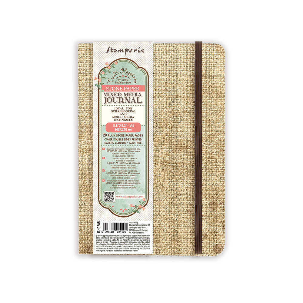 Stamperia Create Happiness Stone Paper Mixed Media Journal A5 - JCH02A5