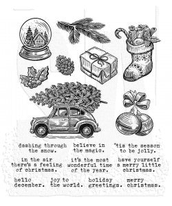 Tim Holtz Cling Mount Stamps: Home For Christmas C MS498