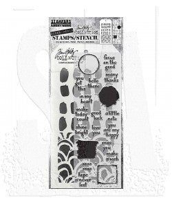 Tim Holtz Mixed-Media Stamps & Stencil Set - THMM184