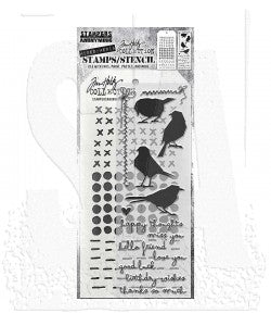 Tim Holtz Mixed-Media Stamps & Stencil Set - THMM182