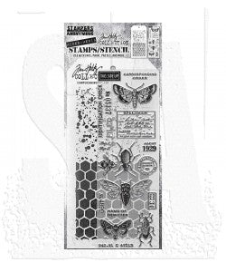 Tim Holtz Mixed-Media Stamps & Stencil Set - THMM111