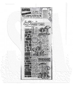 Tim Holtz Mixed-Media Stamps & Stencil Set - THMM112