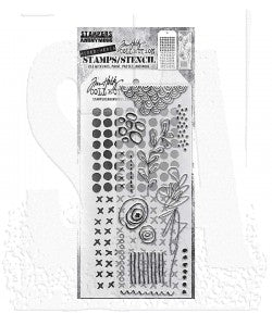 Tim Holtz Mixed- Media Stamps & Stencil Set THMM114