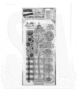 Tim Holtz Mixed-Media Stamps & Stencil Set - THMM124