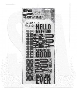 Tim Holtz Mixed- Media Stamps & Stencil Set THMM140