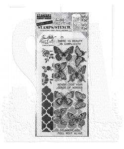 Tim Holtz Mixed-Media Stamps & Stencil Set - THMM144