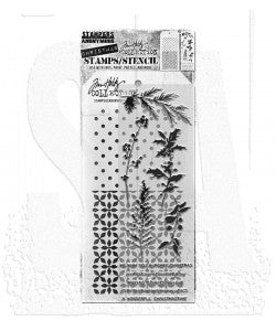 Tim Holtz Mixed-Media Stamps & Stencil Set - THMM155