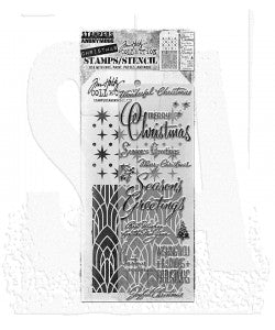 Tim Holtz Mixed-Media Stamps & Stencil Set - THMM156