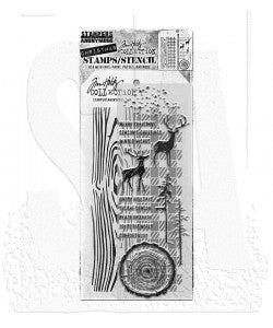 Tim Holtz Mixed-Media Stamps & Stencil Set - THMM157