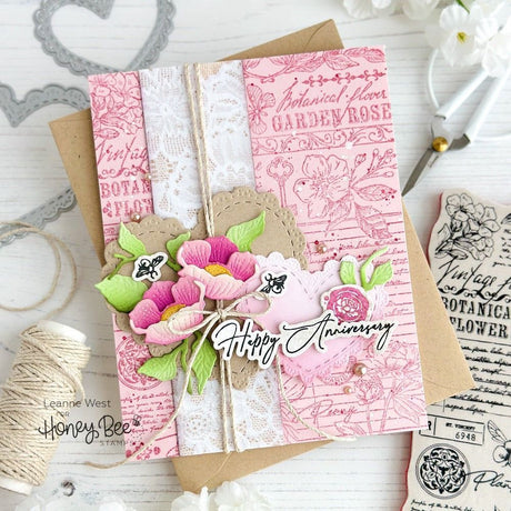 Honey Bee Stamps Vintage Flora - 5x6 Rubber Cling Background Stamp