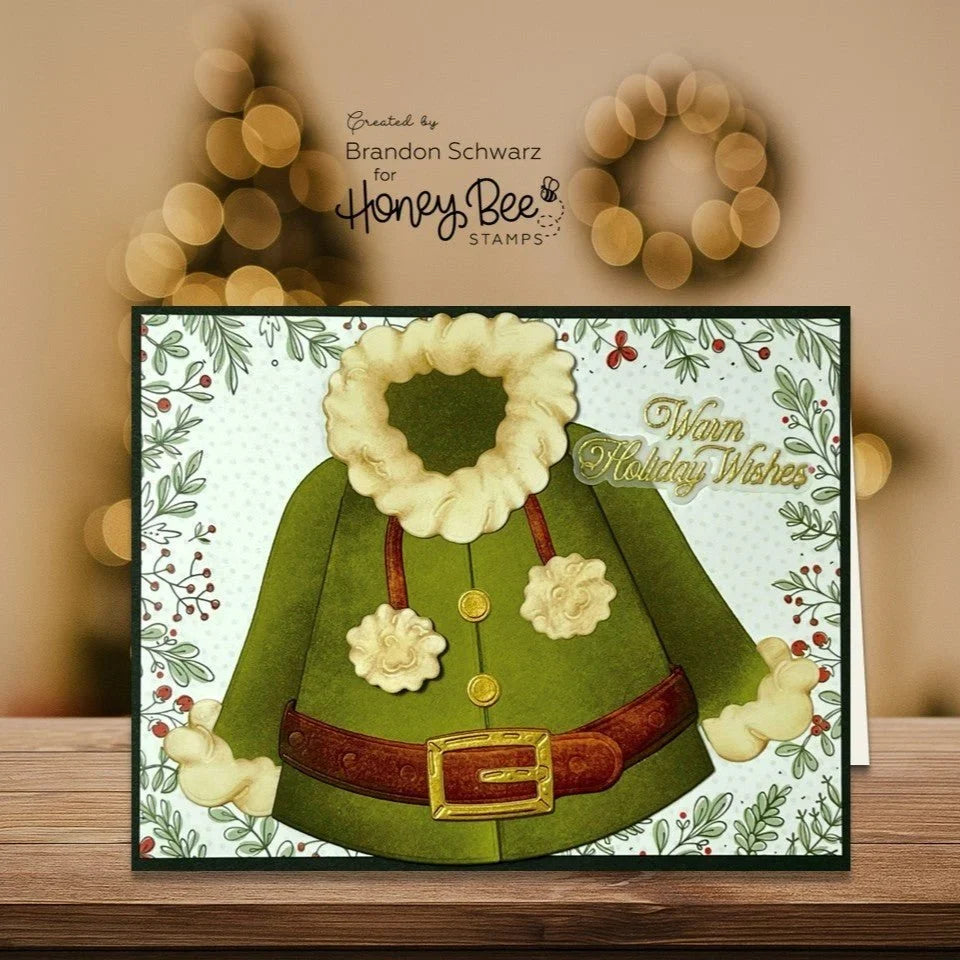 Honey Bee Stamps Warm Holiday Wishes - 4" x 4" Stamp Set & Die Bundle