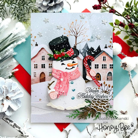 Honey Bee Stamps Warm Holiday Wishes - 4" x 4" Stamp Set & Die Bundle