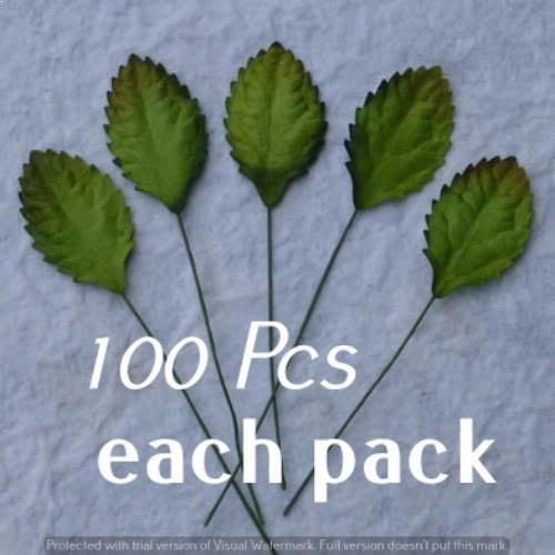 100 Green Mulberry Paper Leaves - 30mm - Auzz Trinklets N Krafts
