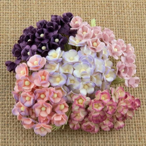 ATK 100 MINIATURE MIXED PURPLE/LILAC SWEETHEART BLOSSOM FLOWERS