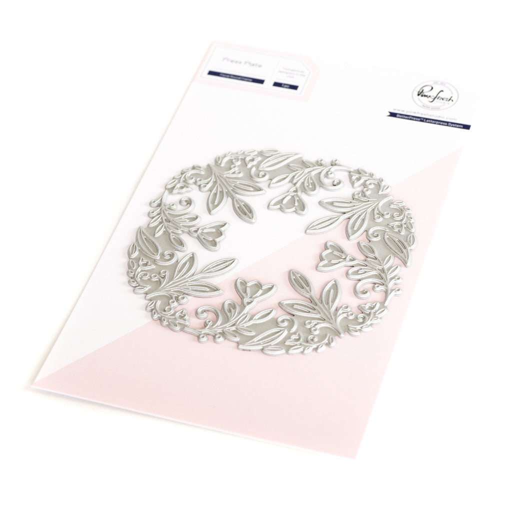 Pinkfresh Studio Floral Round Frame press plate