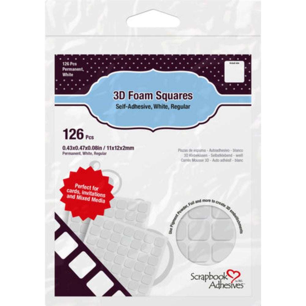 Scrapbook Adhesives 3D Foam Squares White Regular (126pcs) (01610)