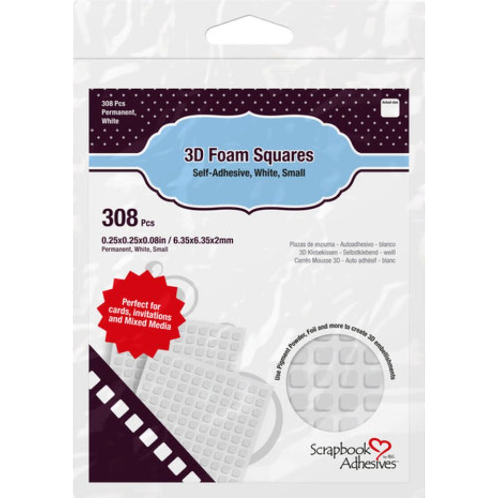 Scrapbook Adhesives 3D Foam Squares White Small (308pcs) (01612)