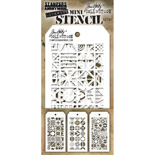 Tim Holtz Mini Layered Stencil Set 3/Pkg Set #41