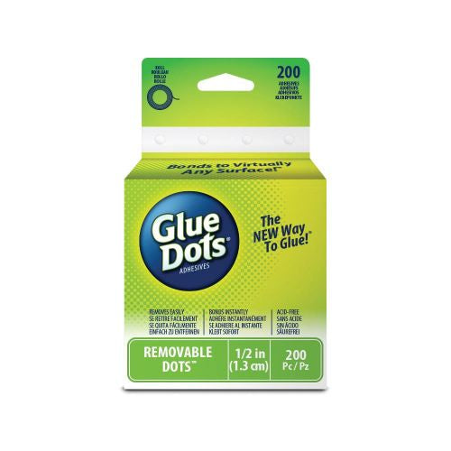 Glue Dots Clear Dot Roll Removable .5" 200/Pkg