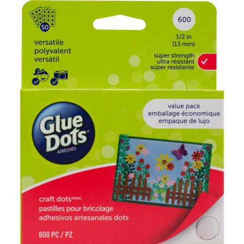 Glue Dots .5" Craft Dot Sheets Value Pack 600 Clear Dots