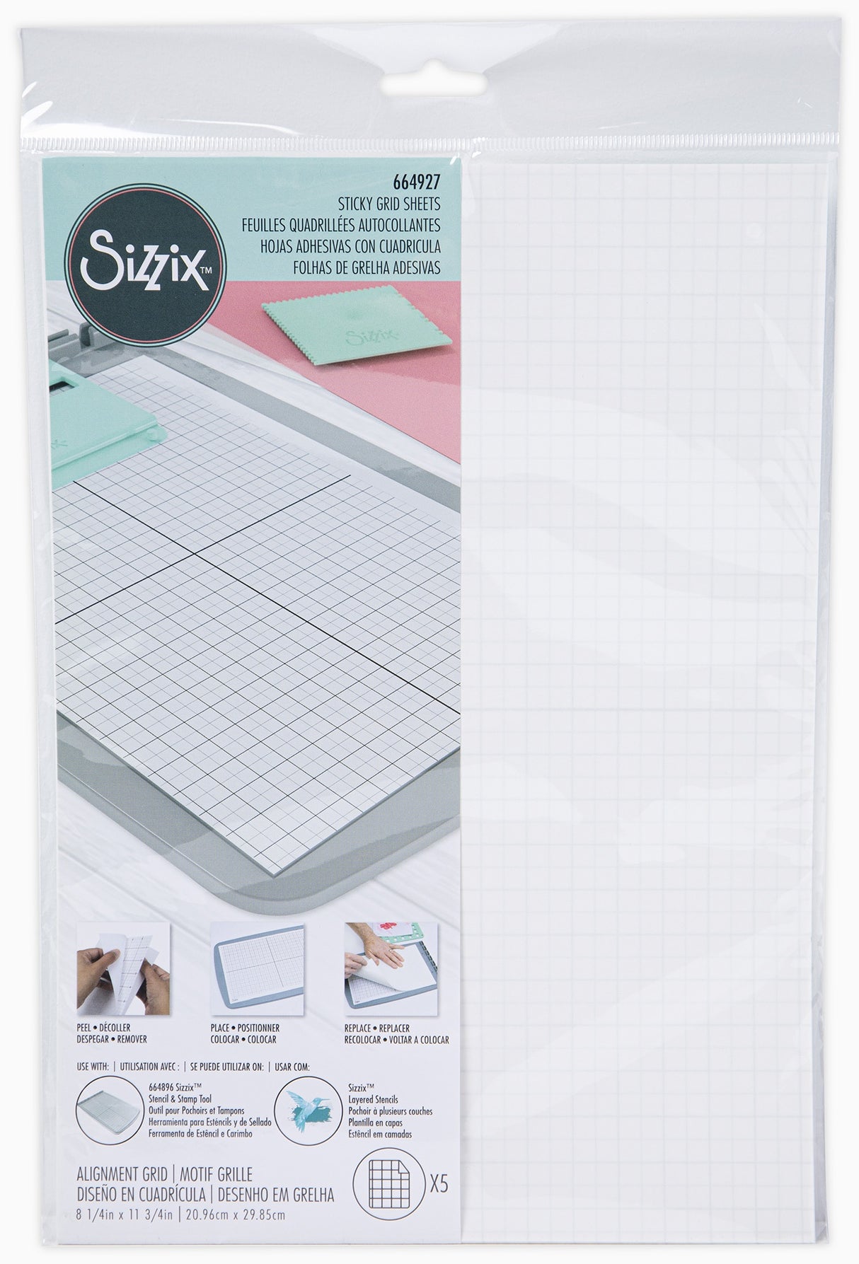 Sizzix Accessory Sticky Grid Sheets 8.25"X11.75" 5/Pkg