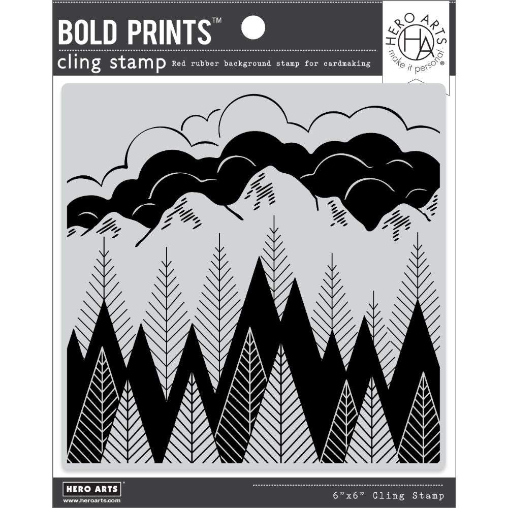 Hero Arts Cling Stamp 6"X6" Mountains & Trees Bold Prints